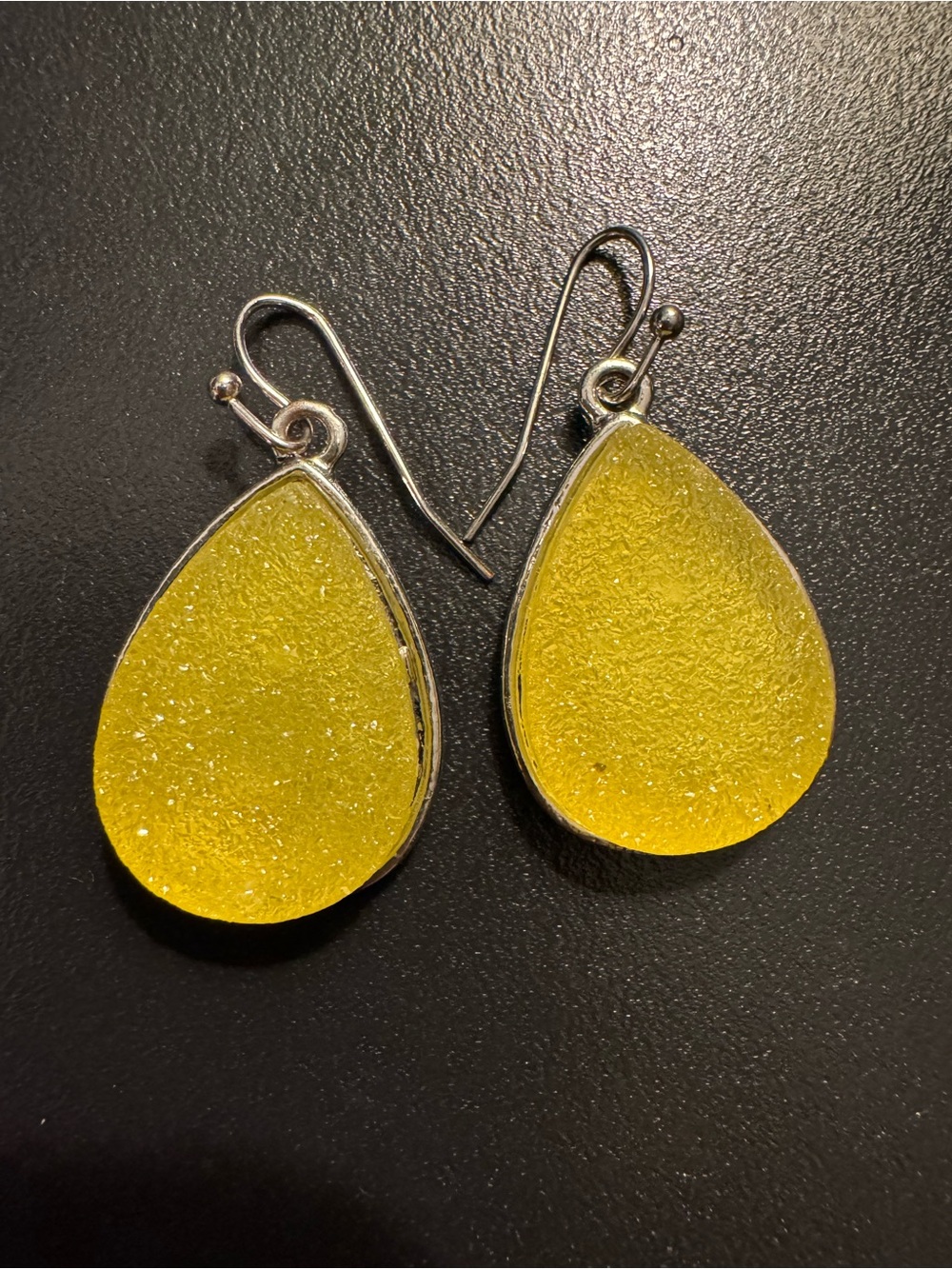 Chartreuse Gumdrop Teardrop Dangle Earrings
